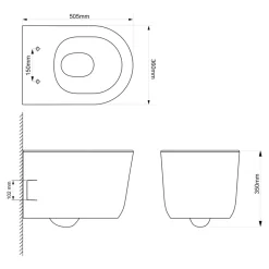 GoodHome Cuvette WC suspendue sans bride, effet Vortex, Luvia