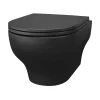 Wc Suspendu|GoodHome Cuvette WC suspendue sans bride avec abattant déclipsable et frein de chute, sortie horizontale, noir, effet Vortex, Cavally