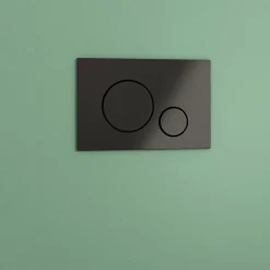Wc Suspendu|GoodHome Cuvette WC suspendue sans bride avec abattant déclipsable et frein de chute, sortie horizontale, noir, effet Vortex, Cavally