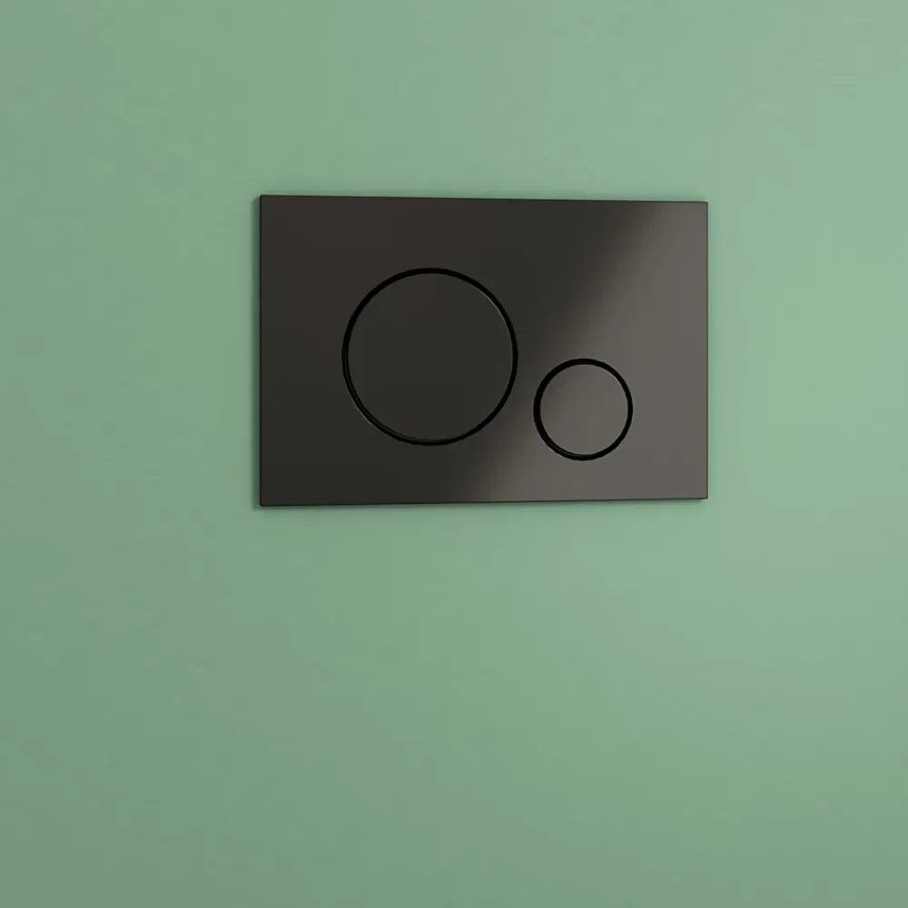 Wc Suspendu|GoodHome Cuvette WC suspendue sans bride avec abattant déclipsable et frein de chute, sortie horizontale, noir, effet Vortex, Cavally