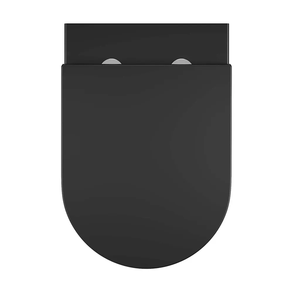 Wc Suspendu|GoodHome Cuvette WC suspendue sans bride avec abattant déclipsable et frein de chute, sortie horizontale, noir, effet Vortex, Cavally