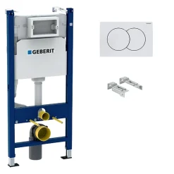 Geberit Delta Pack bati-support Duofix 112cm + plaque de commande blanche Delta01 + fixations murales (111.154.11.2)