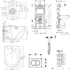 Wc Suspendu|Geberit Delta Pack WC Bâti support Duofix 112 cm + WC SAT Tornado sans bride + Abattant SoftClose + Plaque blanche (TORNADOGEB3)