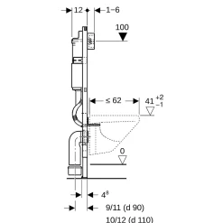 Wc Suspendu|Geberit Delta Pack WC Bâti support Duofix 112 cm + WC SAT Tornado sans bride + Abattant SoftClose + Plaque blanche (TORNADOGEB3)