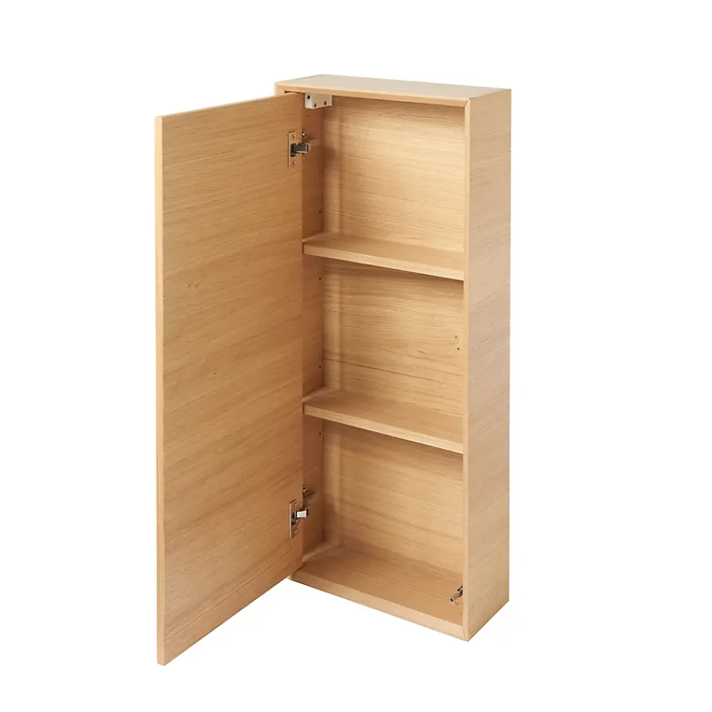 GoodHome Demi colonne de salle de bains faible profondeur Avela placage chêne L.40 x H.90 cm x P.15