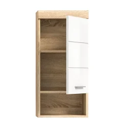Colonne De Salle De Bains|Meublorama Demi-colonne de salle de bain LEWOTO 1 porte et 1 niche Blanc et chene clair