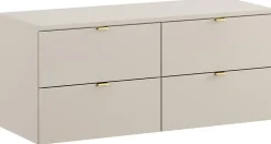 Furnidea Double meuble sous vasque à suspendre avec le plan DALIA CACHEMIRE 120 cm