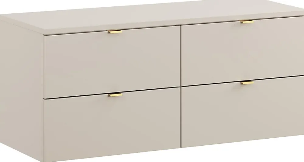 Furnidea Double meuble sous vasque à suspendre avec le plan DALIA CACHEMIRE 120 cm