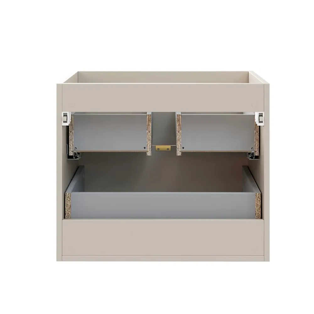 Furnidea Double meuble sous vasque à suspendre avec le plan DALIA CACHEMIRE 120 cm