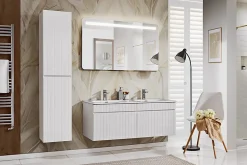 Meuble Sous Lavabo|Furnidea Double meuble sous vasque à suspendre ICONIC blanc 120 cm