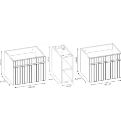 Furnidea Double meuble sous vasque ICONIC blanc 140 cm avec l'etension chêne Santa Fe