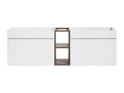 Furnidea Double meuble sous vasque ICONIC blanc 140 cm avec l'etension chêne Santa Fe