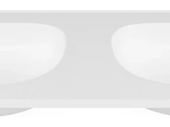 Vasque À Encastrer|Vente-unique Double vasque à encastrer en résine effet pierre - Blanc - L120 x l46 cm - ATIWA
