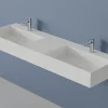 Bernstein Double vasque murale 153x45x15cm en fonte minérale - blanc mat - TWG231