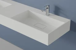Bernstein Double vasque murale 153x45x15cm en fonte minérale - blanc mat - TWG231