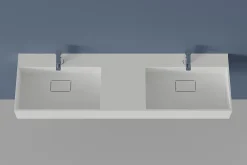 Bernstein Double vasque murale 153x45x15cm en fonte minérale - blanc mat - TWG231