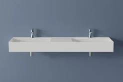 Bernstein Double vasque murale 153x45x15cm en fonte minérale - blanc mat - TWG231