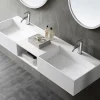 Lavabo|Bernstein Double vasque murale 150x45x20cm en fonte minérale - blanc mat - TWG235