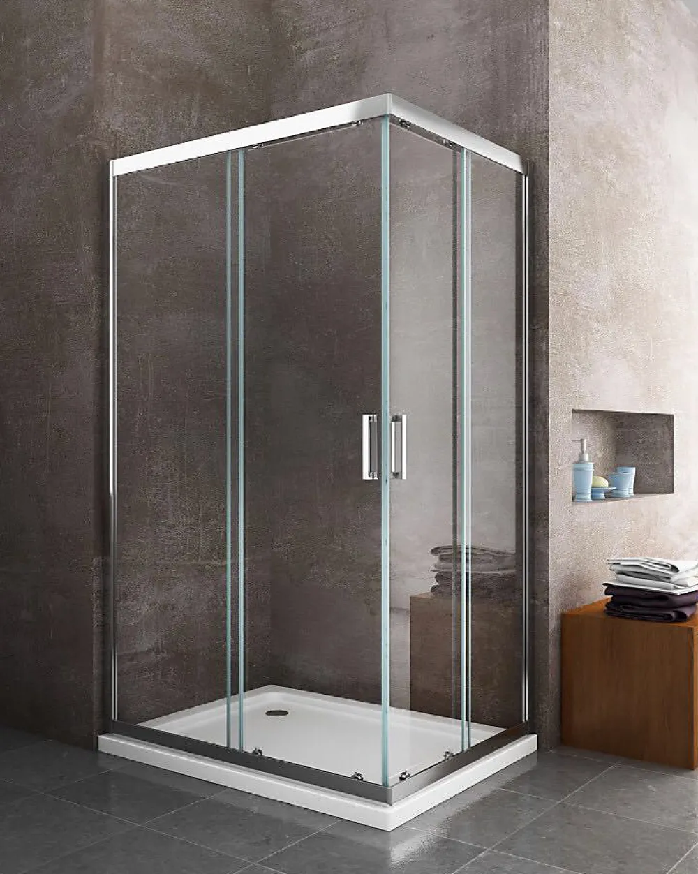 Porte De Douche|Laneri Douche de 6 mm angulaire rectangulaire avec profil chromé- 80 x 140