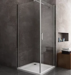 Porte De Douche|Laneri Douche de 8 mm avec porte à battant et paroi fixe lateraleH.200 -77-79 porte x 68,5-70,5 fixe