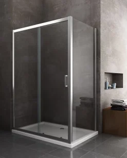 Porte De Douche|Laneri Douche de 6 mm avec un paroi fixe laterale et une porte coulissante - 77,5-80 fixe x 125-130 coulissante