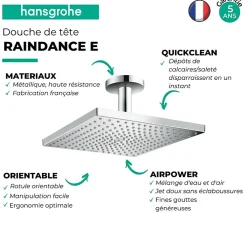 Hansgrohe Douche de tête Raindance E, 1 jet avec raccord plafond chromé