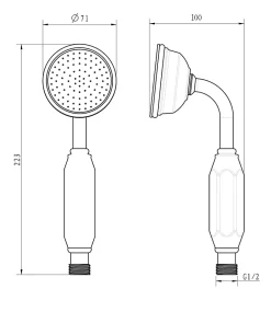 Cooke & Lewis Douchette 1 jet chrome et blanche Jimena