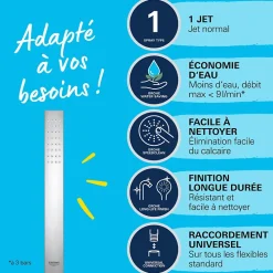 Grohe Douchette 1 jet Vitalio Joy Cube Stick chromé avec flexible 150 et support carré
