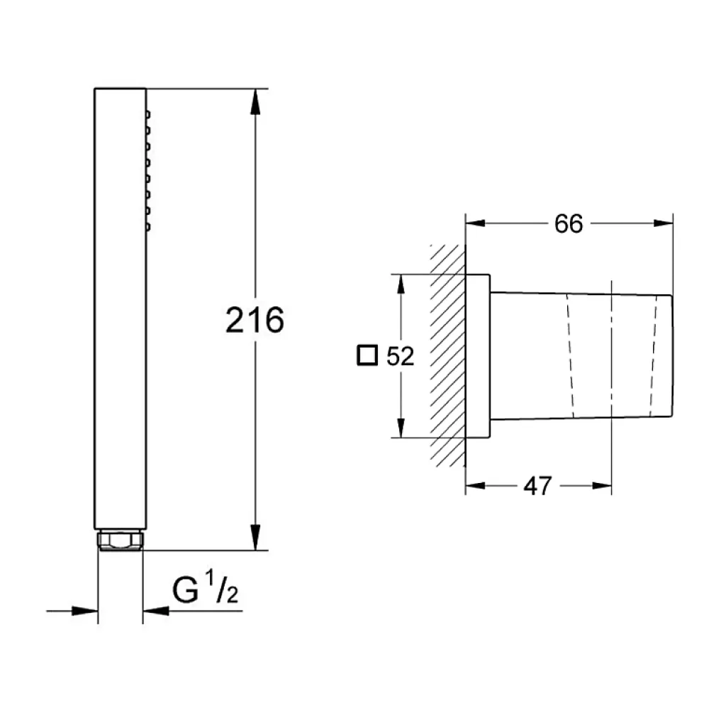 Grohe Douchette 1 jet Vitalio Joy Cube Stick chromé avec flexible 150 et support carré