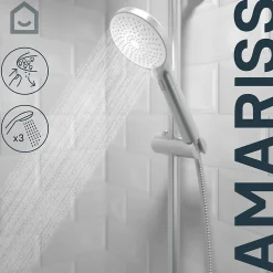 Pommeau De Douche, Flexible Et Barre De Douche|GoodHome Douchette 3 jets, chrome, Amariss