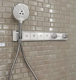 Pommeau De Douche, Flexible Et Barre De Douche|Hansgrohe Douchette à main 3 jets chromée, Raindance Select S 120