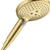 Pommeau De Douche, Flexible Et Barre De Douche|Hansgrohe Douchette à main 3 jets, doré poli, Raindance Select S 120