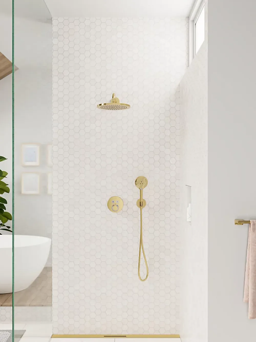 Pommeau De Douche, Flexible Et Barre De Douche|Hansgrohe Douchette à main 3 jets, doré poli, Raindance Select S 120