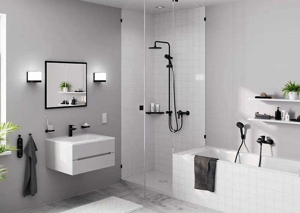 Pommeau De Douche, Flexible Et Barre De Douche|Hansgrohe Douchette à main noir mat Vernis Blend 100 Vario
