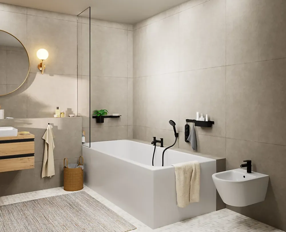 Pommeau De Douche, Flexible Et Barre De Douche|Hansgrohe Douchette à main noir mat Vernis Blend 100 Vario