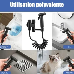 Robinet De Bidet|ProximaX Douchette de bidet pour toilettes en acier inoxydable, 1-en-2 sorties, double commande, robinet et tuyau, pour toilettes, animaux