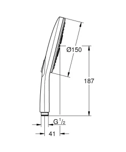 Grohe Douchette et flexible chrome rond Vitalio Smartactive 150 3 jets