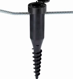 Leifheit Douille de fixation ajustable pour séchoir parapluie, avec barre à visser, en plastique, coloris noir, pour étendoir Ø 50 mm