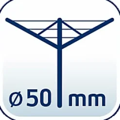 Leifheit Douille de fixation ajustable pour séchoir parapluie, avec barre à visser, en plastique, coloris noir, pour étendoir Ø 50 mm