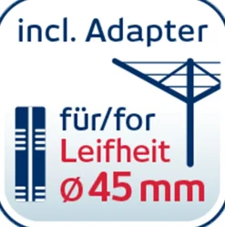 Etendoir À Linge|Leifheit Douille de fixation pour séchoir parapluie, avec barre à visser, en plastique avec intérieur métal, coloris noir, pour étendoir Ø 50 mm