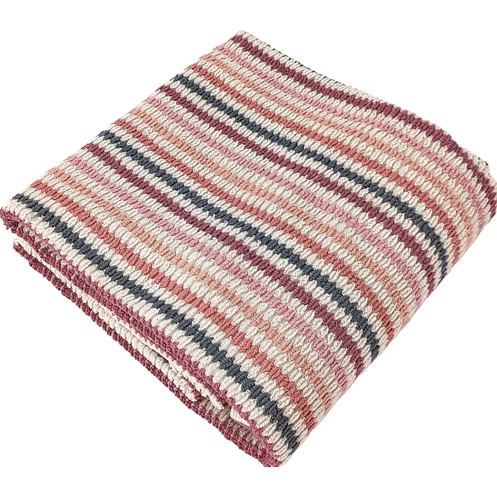 Linnea Drap de bain à rayures pur coton 100x150 cm collection BREEZE rose