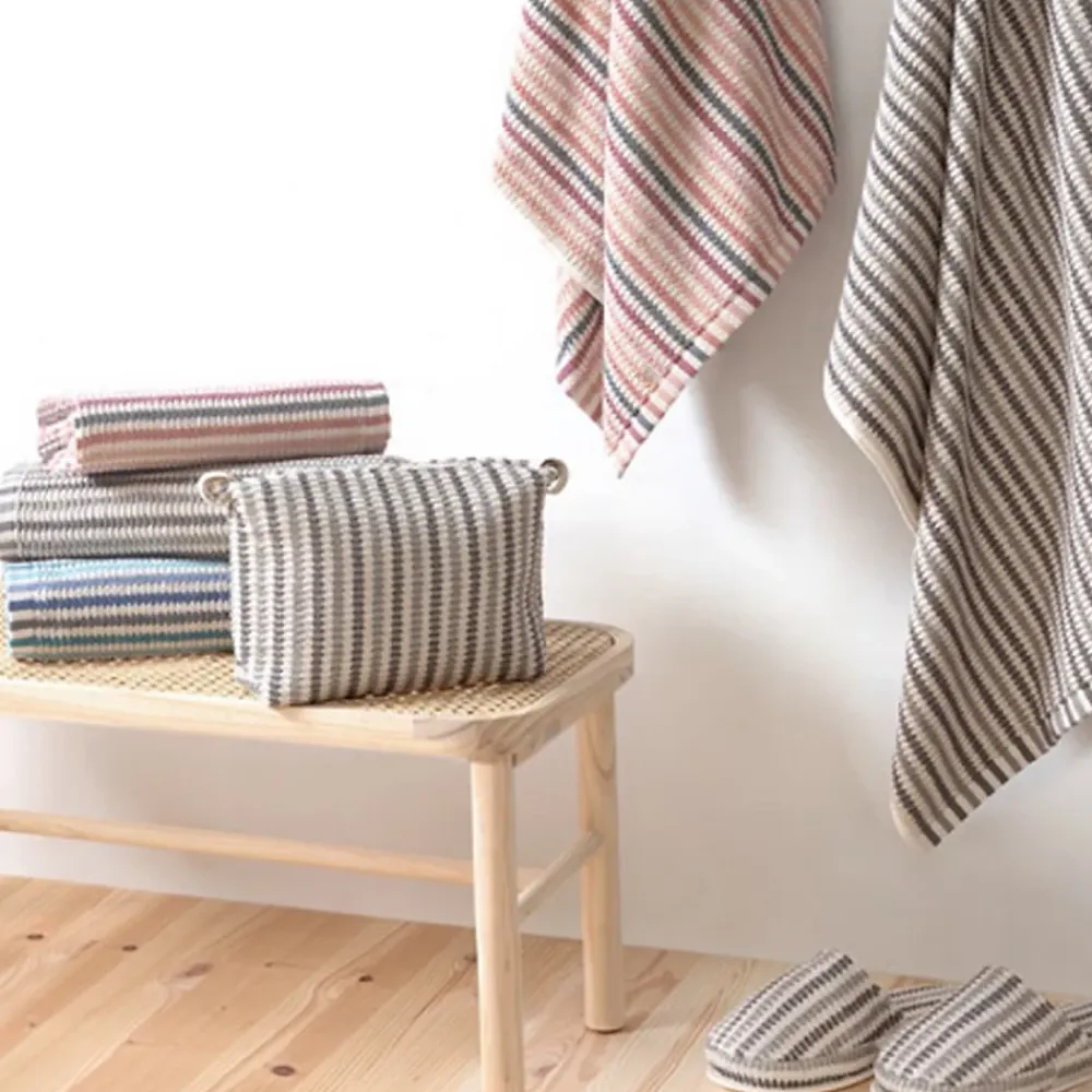 Linnea Drap de bain à rayures pur coton 100x150 cm collection BREEZE rose
