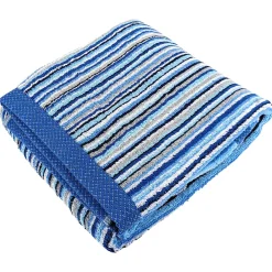 Serviette De Bain|Linnea Drap de bain coton 500g/m2 collection PURE STRIPES II Bleu