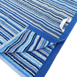 Serviette De Bain|Linnea Drap de bain coton 500g/m2 collection PURE STRIPES II Bleu