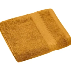 Serviette De Bain|Linnea Drap de bain coton 550g/m2 95x140 cm collection NAÏA jaune Curry