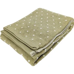 Serviette De Bain|Linnea Drap de bain en coton 100x150 cm collection EFFICIENT DOTS vert olive