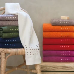 Linnea Drap de bain 100x150 cm coton 550g/m2 PURE POINTS Orange Butane