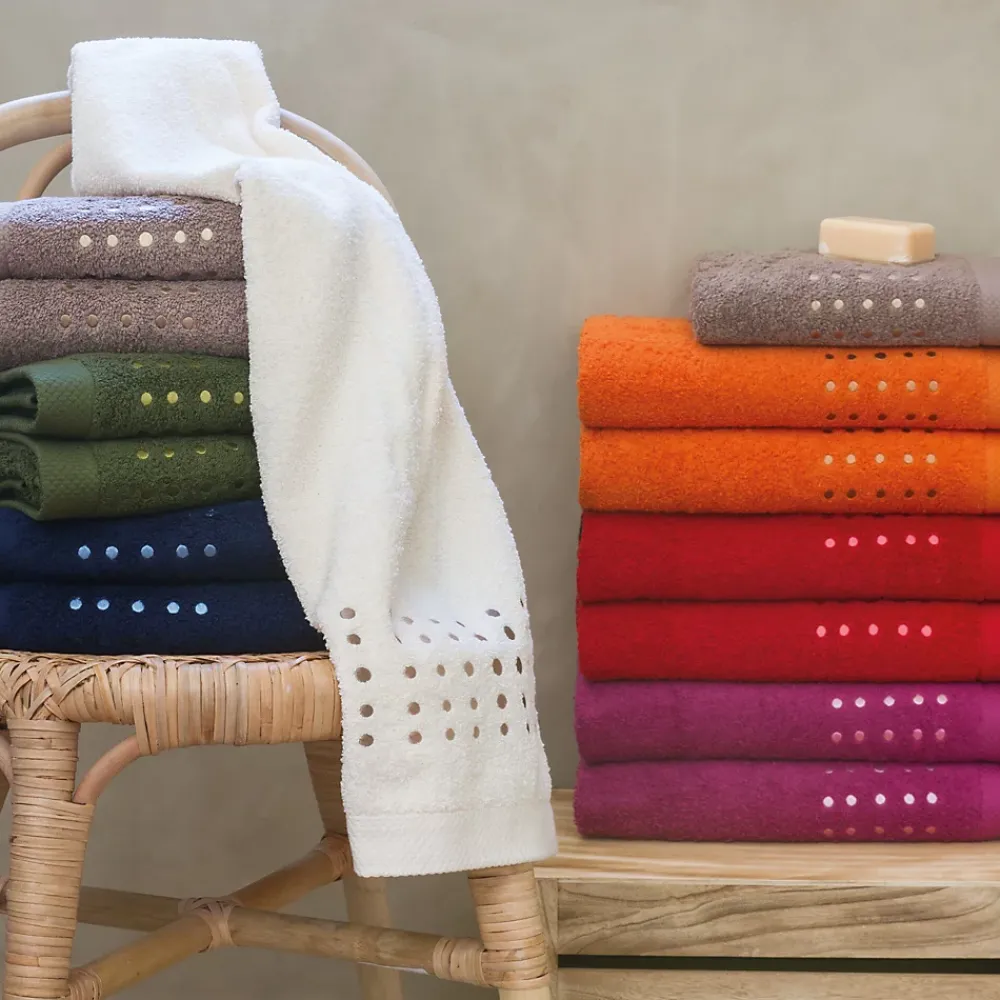 Serviette De Bain|Linnea Drap de bain 100x150 cm coton 550g/m2 PURE POINTS Violet Prune