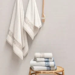 Linnea Drap de bain 100x150 cm FOLIUM en coton 520 g/m² bleu Cérulé