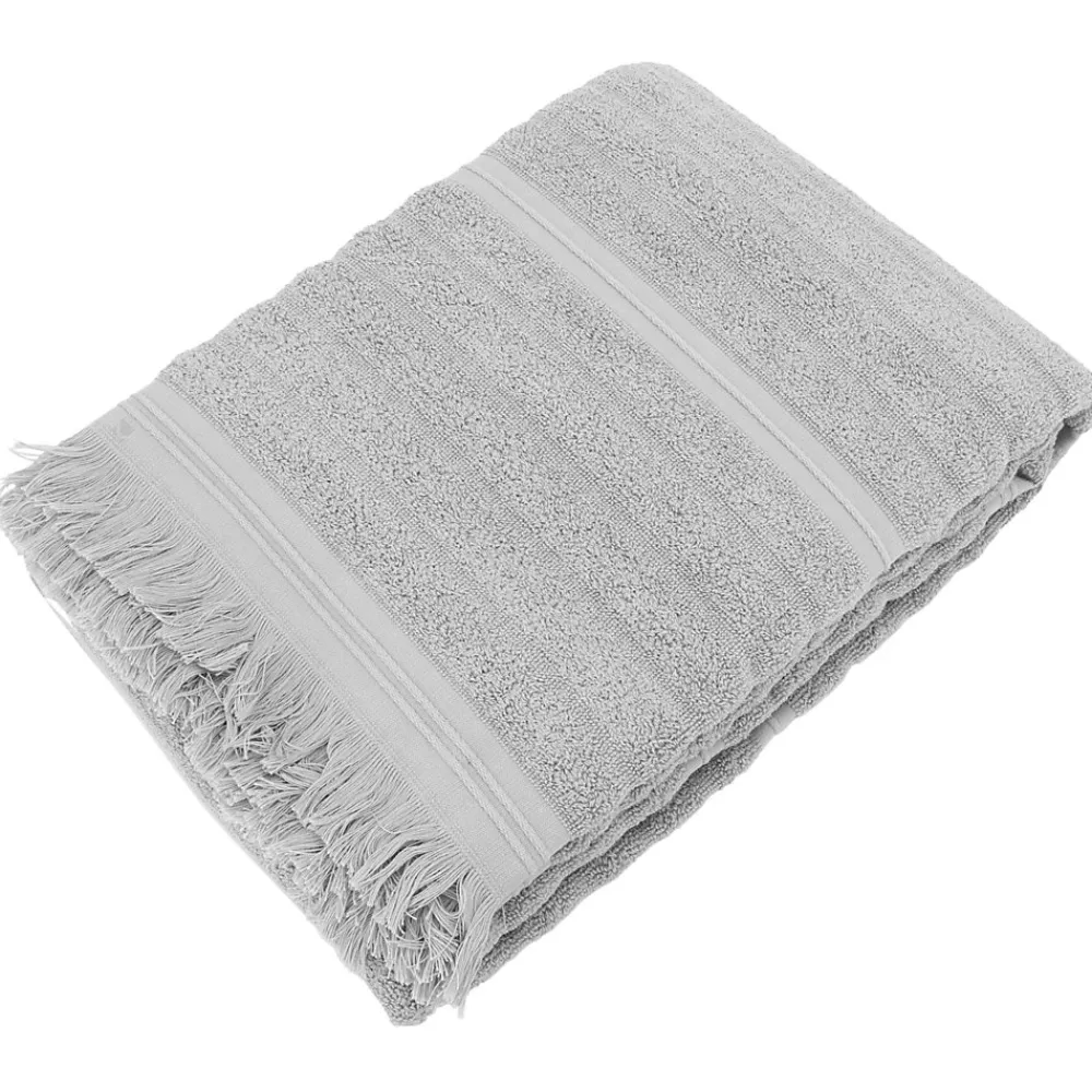Serviette De Bain|Linnea Drap de bain 100x150 cm NATURAL STRIPES gris platine
